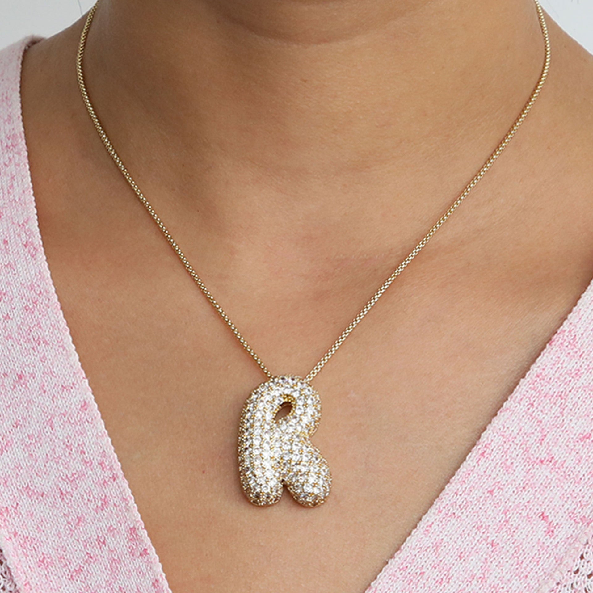 Bubble Initial Diamond Necklace Gronata