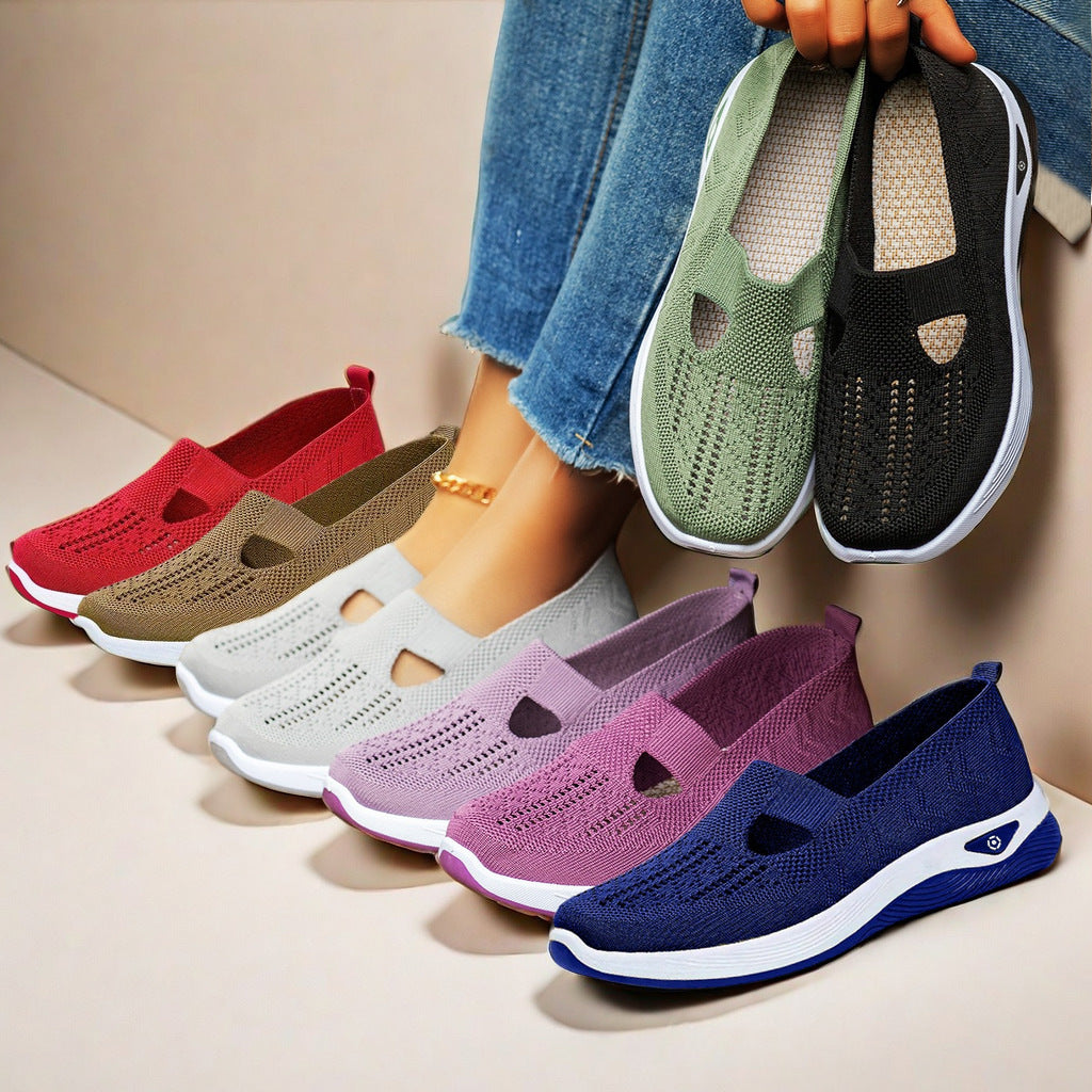 Mesh Flats Shoes Fashion Breathable Non-slip Soft Bottom Casual Shoes For Women Gronata