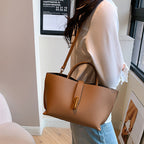 INS Litchi Pattern Shoulder Bag Fashion Zipper Bucket Bag High Capacity Totes Handbag For Women Gronata