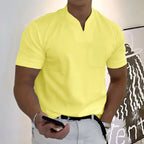 Summer Short Sleeve Shirt Men Fitness Plus Size Sports T-Shirt Elastic Cotton Pocket Gronata