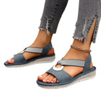Plus-size Fish-mouth Wedge Sandals With A Jute Sole And Elastic Strap Gronata