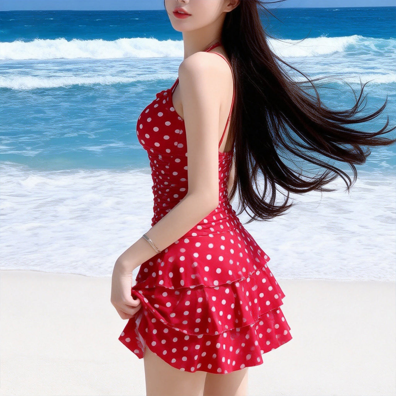 Women's Retro Polka-Dot One-Piece Swimsuit Gronata