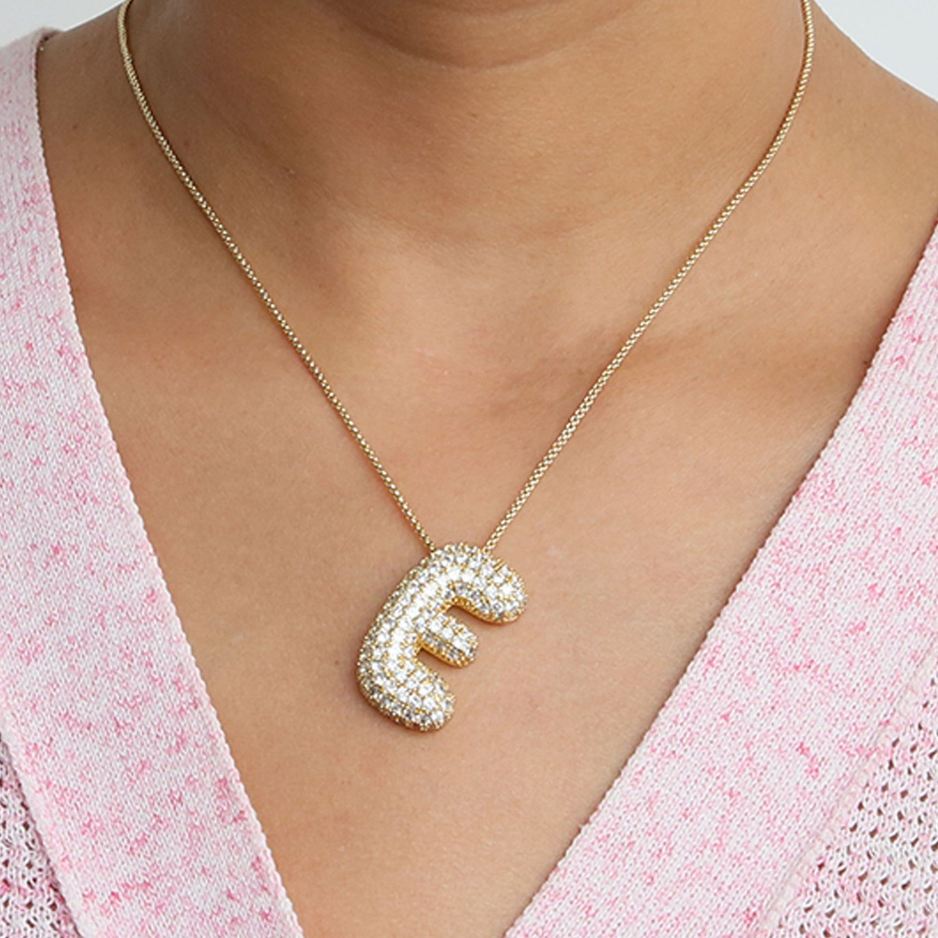 Bubble Initial Diamond Necklace Gronata