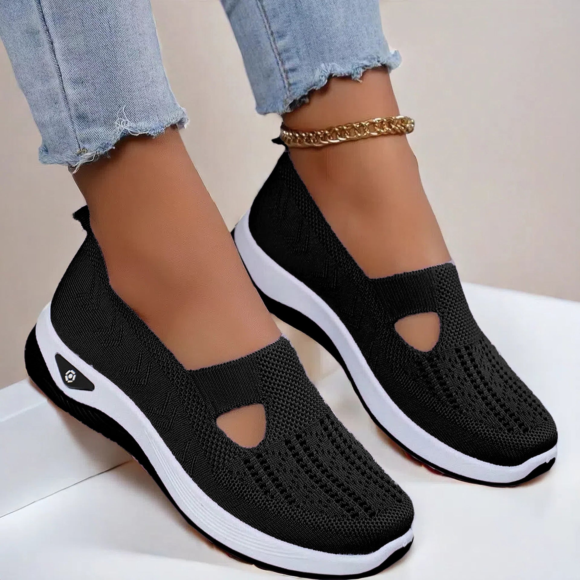 Mesh Flats Shoes Fashion Breathable Non-slip Soft Bottom Casual Shoes For Women Gronata