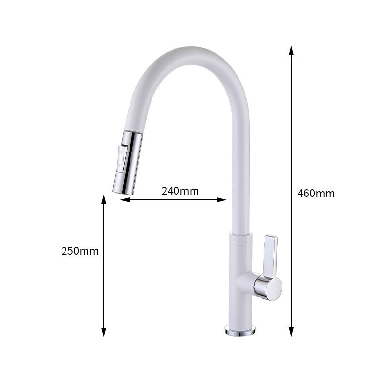 All-copper Hot-and-cold Pull-down Kitchen Faucet For The Sink