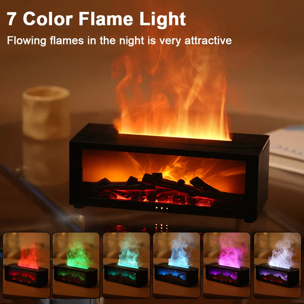New Flame Aromatherapy Machine Colorful Essential Oil Diffuser Home Large Fog Volume Flame Humidifier 3D Flame Fireplace Machine Gronata
