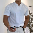 Summer Short Sleeve Shirt Men Fitness Plus Size Sports T-Shirt Elastic Cotton Pocket Gronata