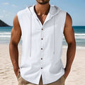 Mens Sleeveless Linen Hooded Shirt Gronata