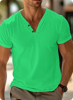 Men's T-shirt Summer Beach Short Sleeve Casual Solid Color Regular Tops Gronata