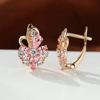 Rose Ring Colorful Flower Drop-shaped Zircon Earrings Gronata