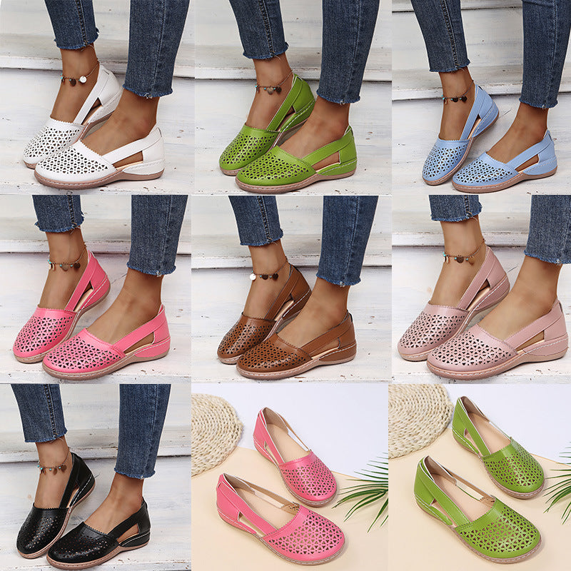 Round Toe Wedge Cross-border Large Size Flat Bottom Women's Sandals Gronata