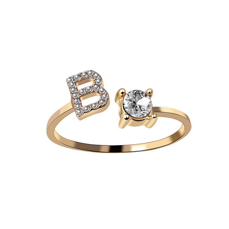 New Design Adjustable 26 Initial Letter Ring Fashion Jewelry For Women Simple Elegant Jewelry Gronata