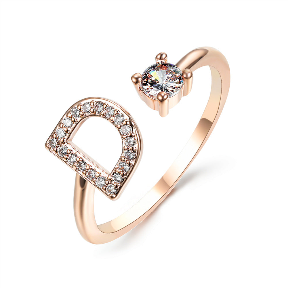 New Design Adjustable 26 Initial Letter Ring Fashion Jewelry For Women Simple Elegant Jewelry Gronata