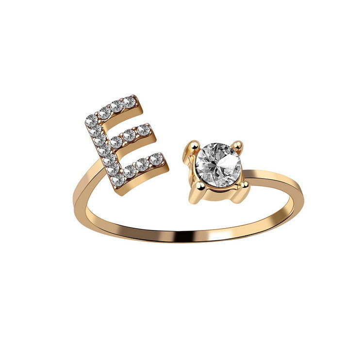 New Design Adjustable 26 Initial Letter Ring Fashion Jewelry For Women Simple Elegant Jewelry Gronata