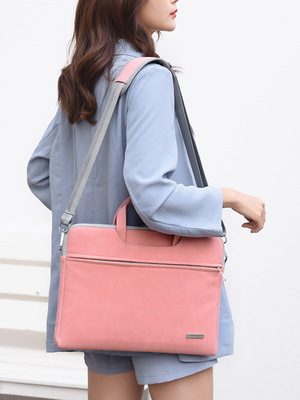 PU Leather Women Laptop Bag Notebook Carrying Case Briefcase For Macbook Air 13.3 14 15.6 Inch Men Handbags Shoulder Mouse Bag Gronata