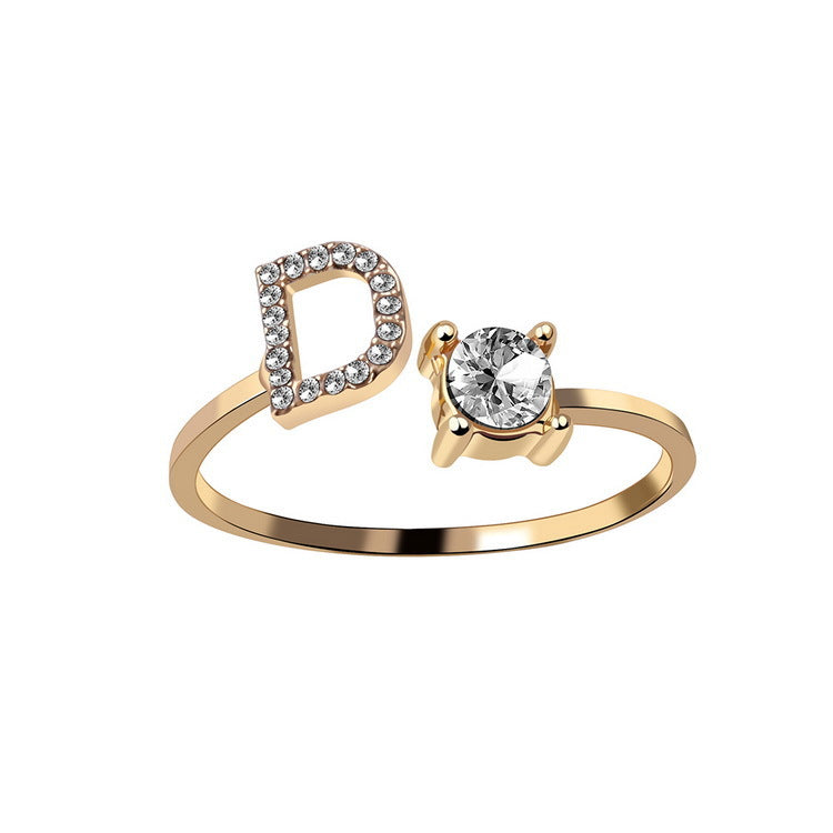 New Design Adjustable 26 Initial Letter Ring Fashion Jewelry For Women Simple Elegant Jewelry Gronata