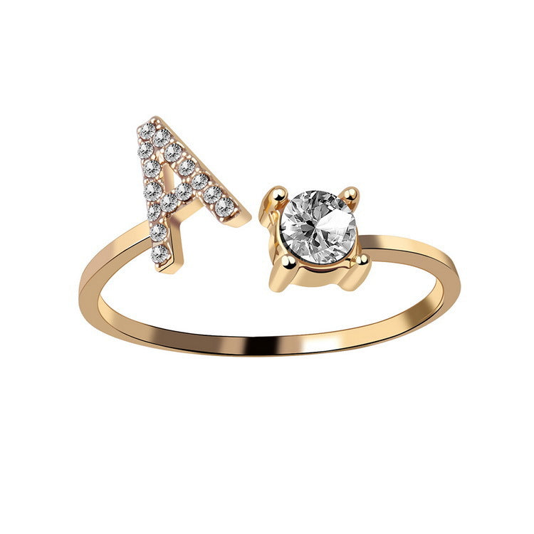 New Design Adjustable 26 Initial Letter Ring Fashion Jewelry For Women Simple Elegant Jewelry Gronata