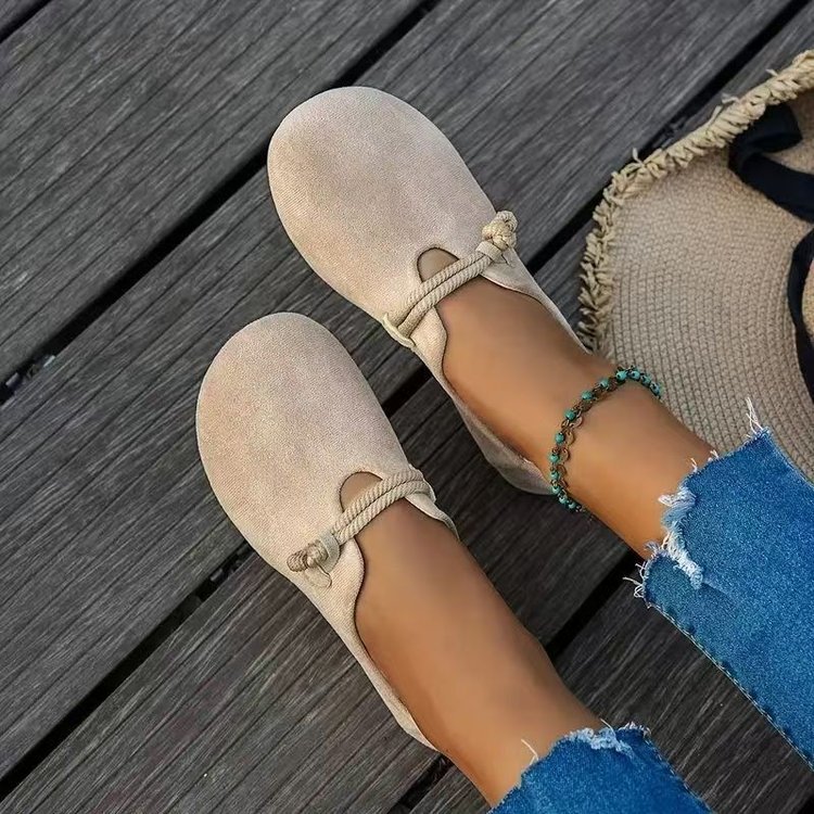 Ultra-soft Sweet Suede Round-toe Flat Lace-up Womens Shoes Gronata