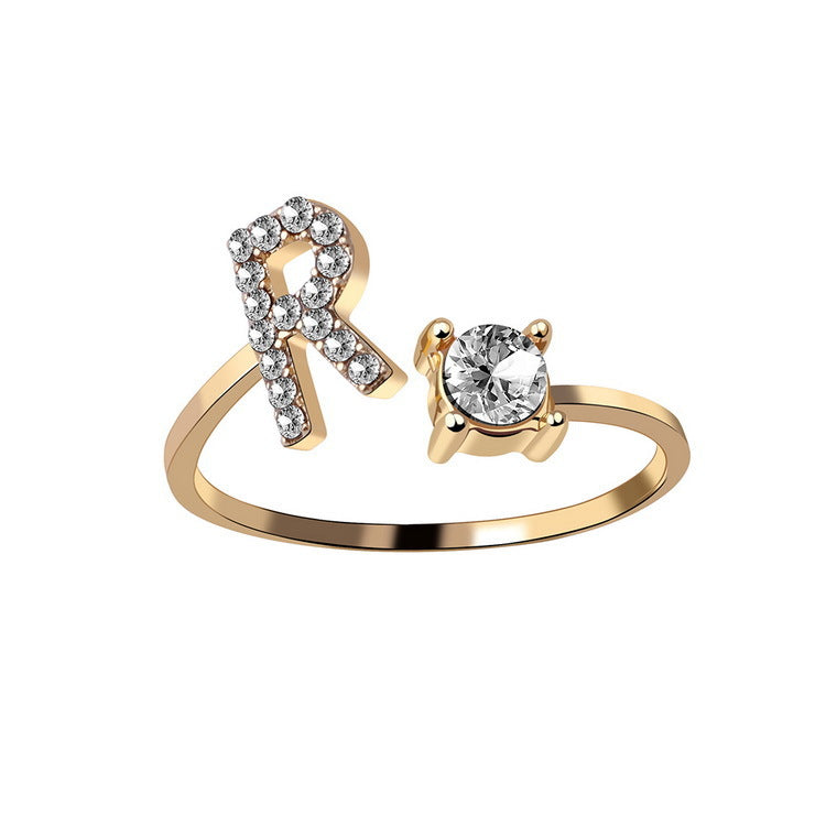 New Design Adjustable 26 Initial Letter Ring Fashion Jewelry For Women Simple Elegant Jewelry Gronata