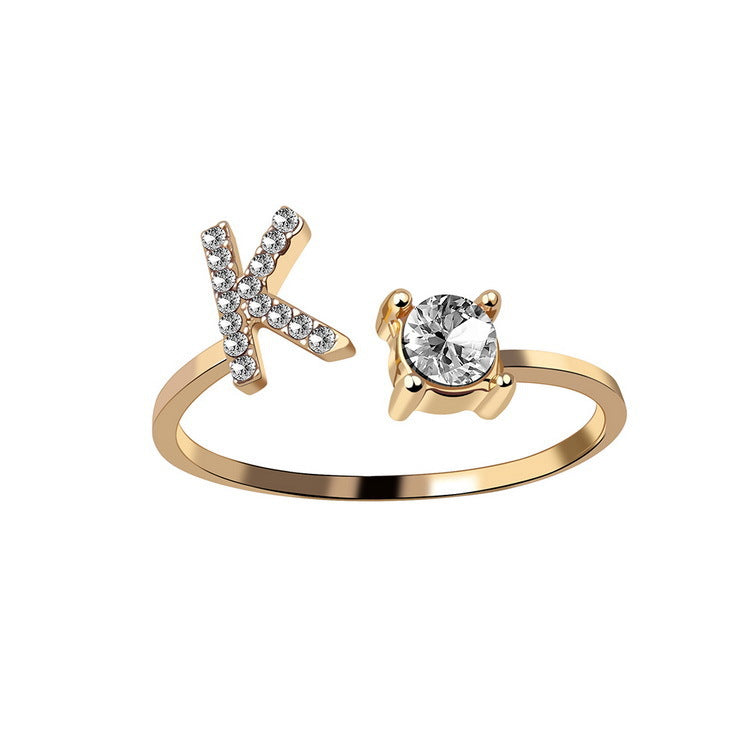 New Design Adjustable 26 Initial Letter Ring Fashion Jewelry For Women Simple Elegant Jewelry Gronata