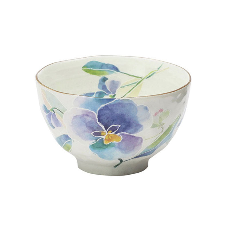 Japanese Mino-yaki Handmade Home Multicolored Ceramic Rice Bowl Soup