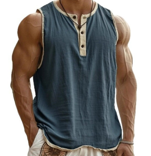 Men's Pure Cotton Sleeveless Fitness Casual Trendy Tank Top Gronata