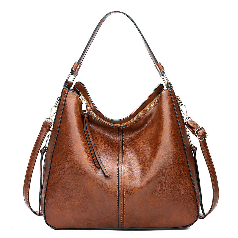 Hobos Zipper Bucket Bags With Adjustable Shoulder-strap Handbags Temperament High Capacity Messenger Shoulder Bag For Women Gronata
