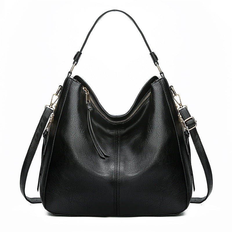 Hobos Zipper Bucket Bags With Adjustable Shoulder-strap Handbags Temperament High Capacity Messenger Shoulder Bag For Women Gronata