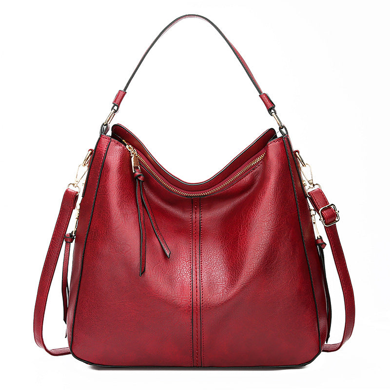 Hobos Zipper Bucket Bags With Adjustable Shoulder-strap Handbags Temperament High Capacity Messenger Shoulder Bag For Women Gronata