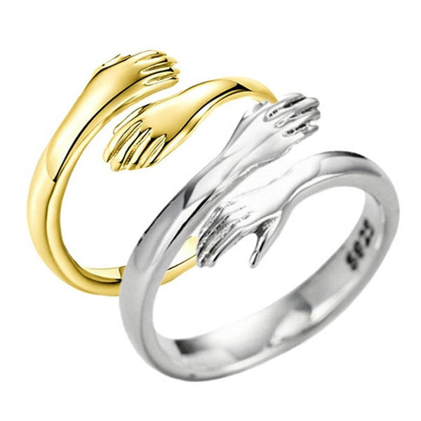 Alloy Simple Hands Hug Ring Opening Adjustable Jewelry Gronata