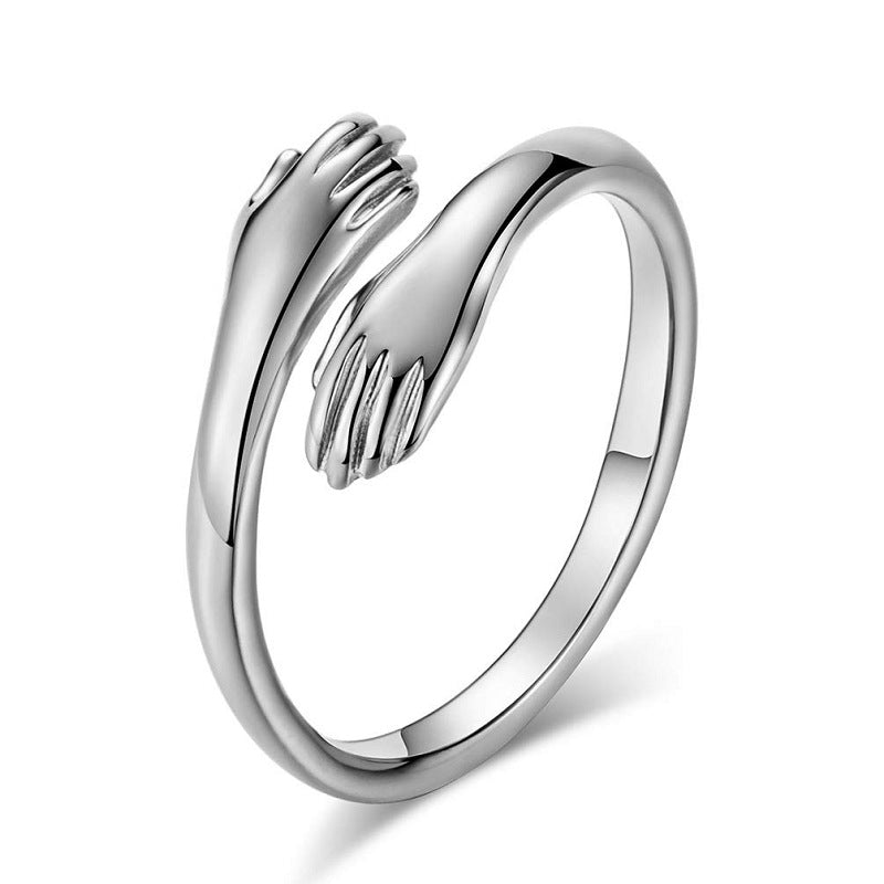 Alloy Simple Hands Hug Ring Opening Adjustable Jewelry Gronata
