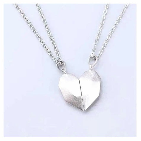 Attractive Wishing Stone Couple Pendant Necklace Ancient Love Token Heart-shaped Electrocardiogram Magnetic Heart Pendant Splicing Necklace Valentine's Day Gift Gronata