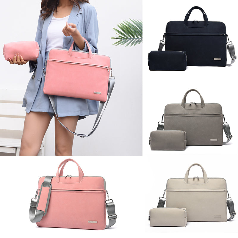 PU Leather Women Laptop Bag Notebook Carrying Case Briefcase For Macbook Air 13.3 14 15.6 Inch Men Handbags Shoulder Mouse Bag Gronata