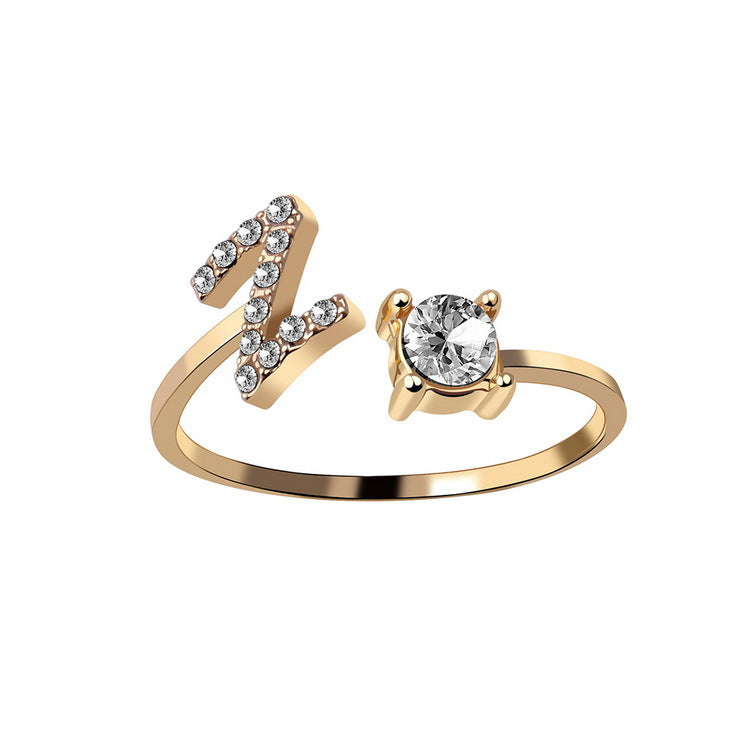 New Design Adjustable 26 Initial Letter Ring Fashion Jewelry For Women Simple Elegant Jewelry Gronata