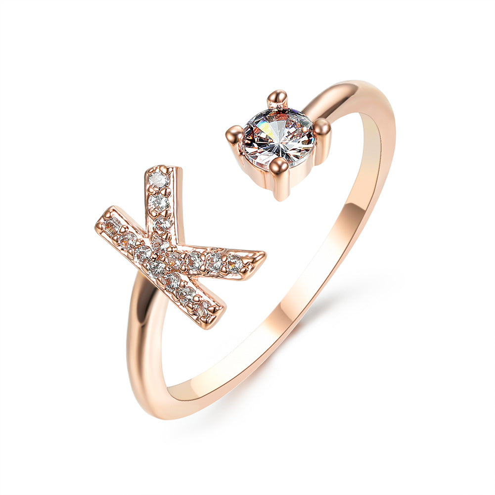 New Design Adjustable 26 Initial Letter Ring Fashion Jewelry For Women Simple Elegant Jewelry Gronata