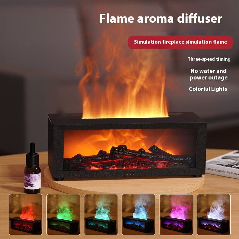 New Flame Aromatherapy Machine Colorful Essential Oil Diffuser Home Large Fog Volume Flame Humidifier 3D Flame Fireplace Machine Gronata