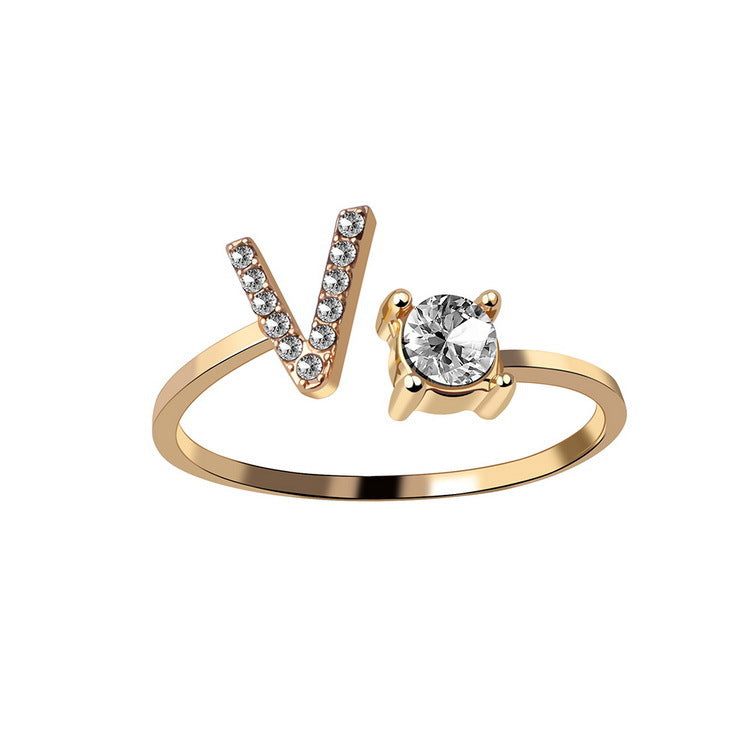 New Design Adjustable 26 Initial Letter Ring Fashion Jewelry For Women Simple Elegant Jewelry Gronata
