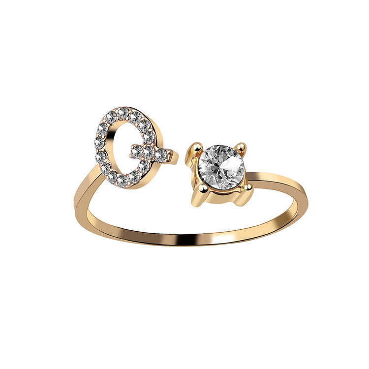 New Design Adjustable 26 Initial Letter Ring Fashion Jewelry For Women Simple Elegant Jewelry Gronata