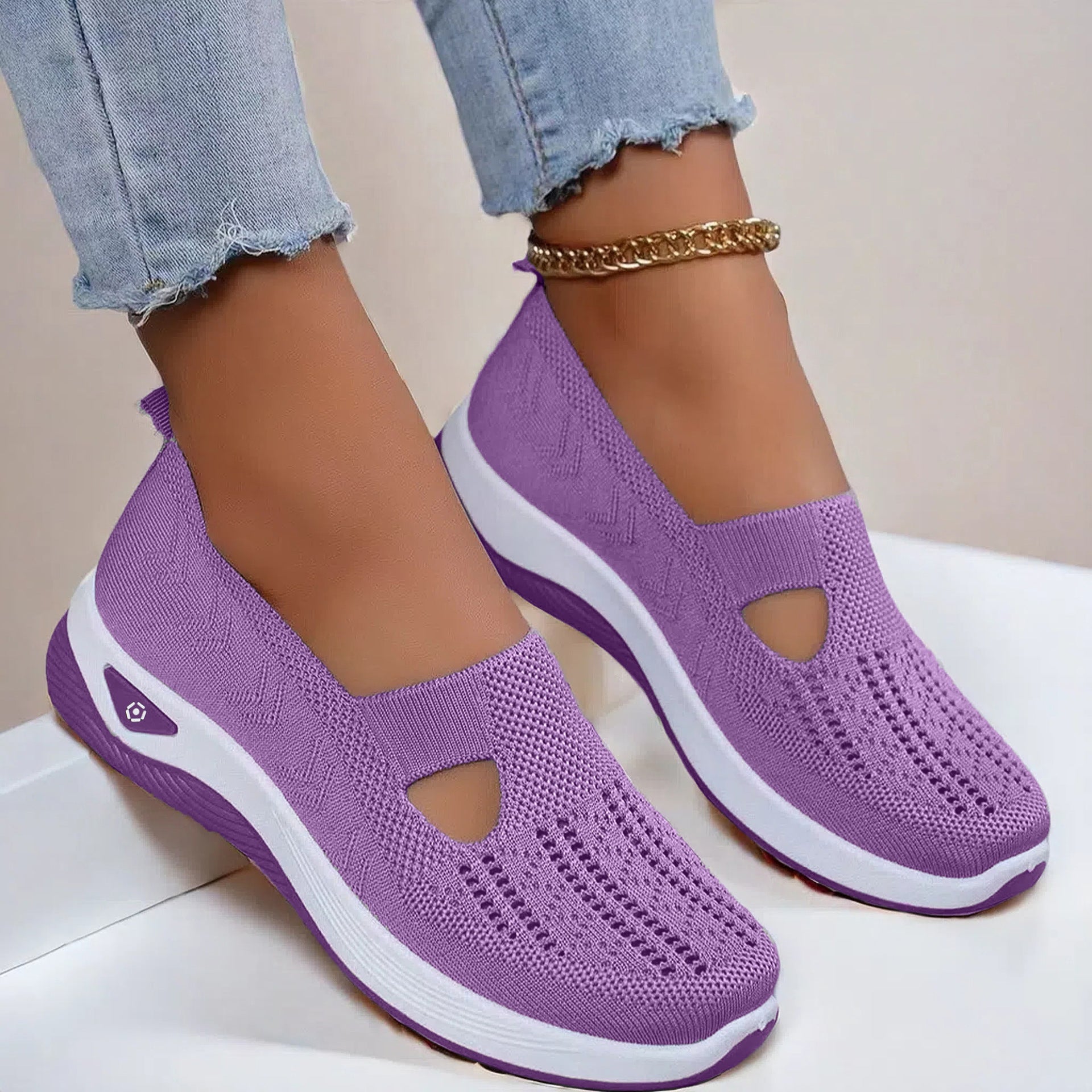 Mesh Flats Shoes Fashion Breathable Non-slip Soft Bottom Casual Shoes For Women Gronata