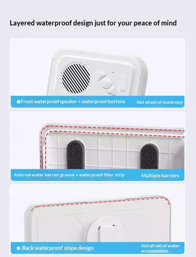 Bathroom Waterproof Mobile Phone Box Bluetooth Speaker Audio Bath TV Stand Mobile Phone Holder 360 Degree Rotation Touch Screen Gronata