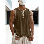 Men's Cotton-Linen Sleeveless Fitness Casual Trendy Tank Top Gronata
