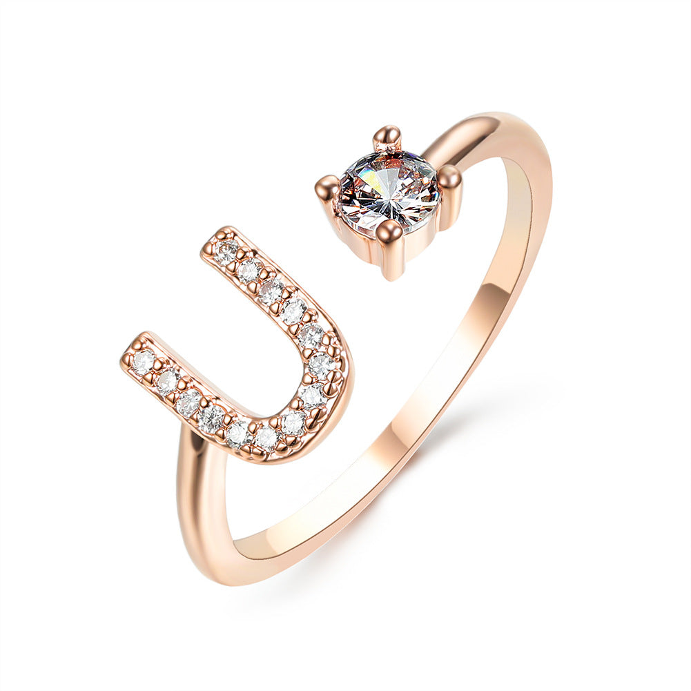 New Design Adjustable 26 Initial Letter Ring Fashion Jewelry For Women Simple Elegant Jewelry Gronata