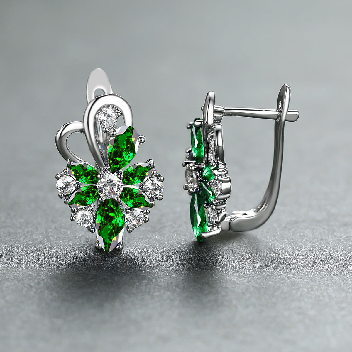 Rose Ring Colorful Flower Drop-shaped Zircon Earrings Gronata
