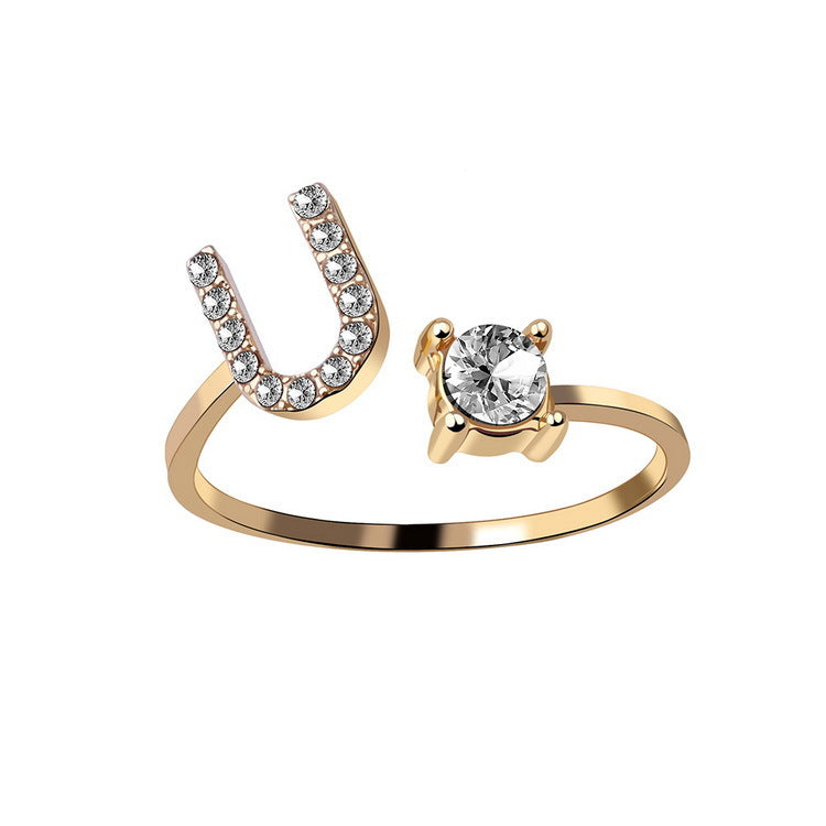 New Design Adjustable 26 Initial Letter Ring Fashion Jewelry For Women Simple Elegant Jewelry Gronata