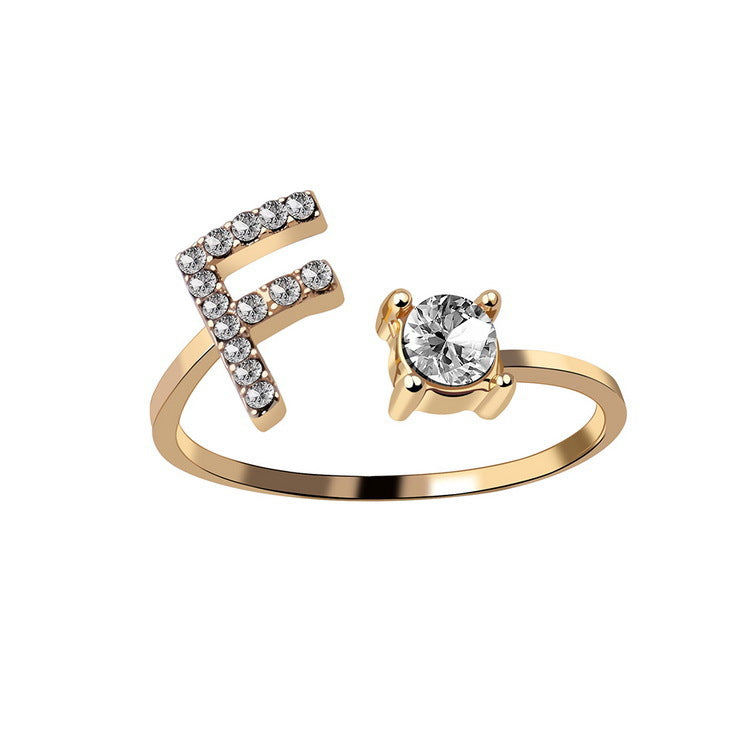 New Design Adjustable 26 Initial Letter Ring Fashion Jewelry For Women Simple Elegant Jewelry Gronata