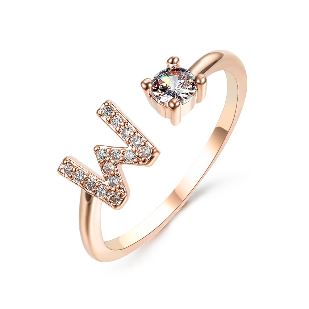 New Design Adjustable 26 Initial Letter Ring Fashion Jewelry For Women Simple Elegant Jewelry Gronata
