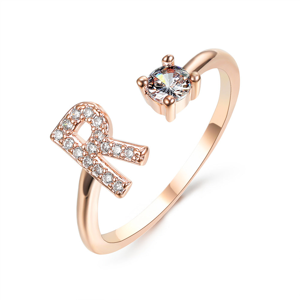 New Design Adjustable 26 Initial Letter Ring Fashion Jewelry For Women Simple Elegant Jewelry Gronata