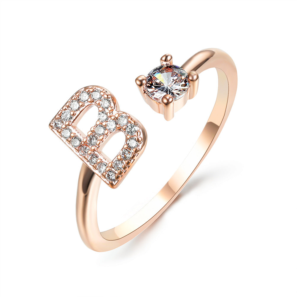 New Design Adjustable 26 Initial Letter Ring Fashion Jewelry For Women Simple Elegant Jewelry Gronata