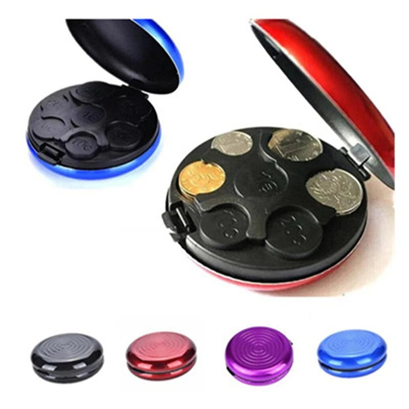 Portable Euro Coin Storage Box - Compact Money Organizer with Built-in Mirror for Travel and Home Use Gronata