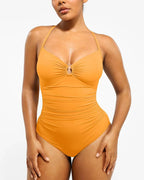 Solid Color Fashion Slim Fit Slimming One-piece Women's Double-shoulder Strap Swimsuit Gronata